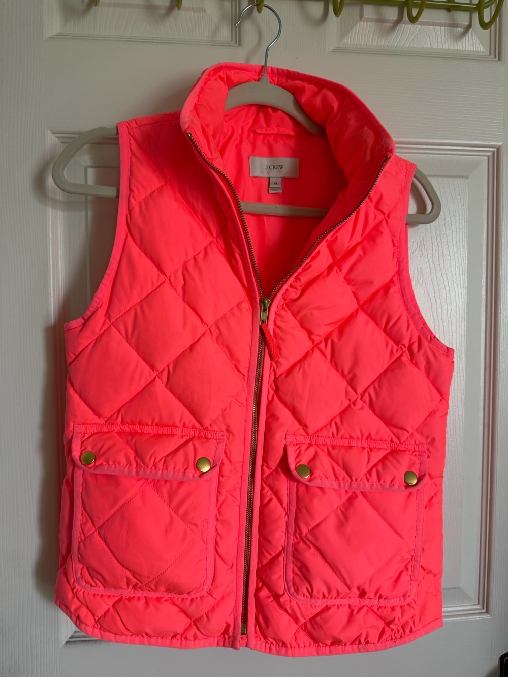 J. Crew Girls' Neon Coral Quilted Puffer Vest